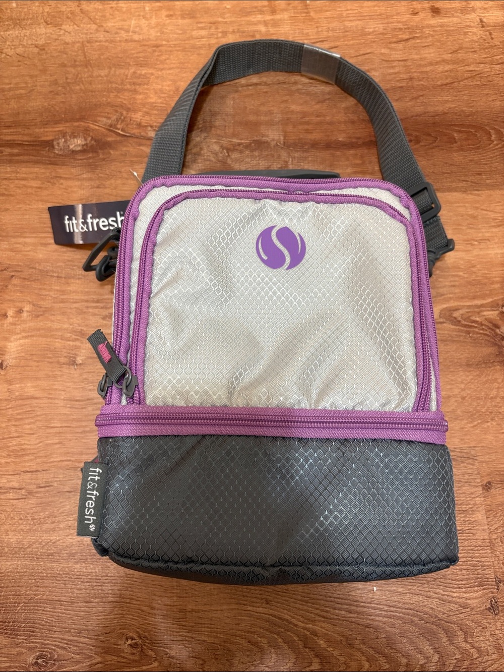 NWT fit&fresh Gray and Purple Mini Insulated Lunch Bag
